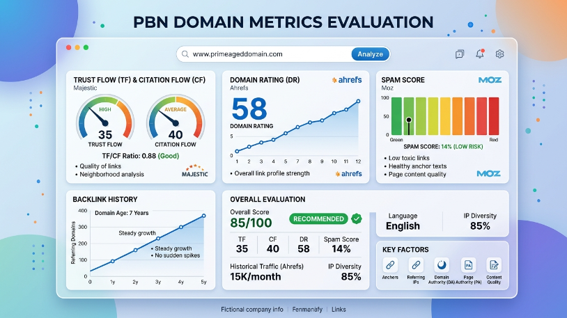 PBN domain metrics