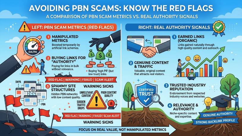 PBN scam metrics red flags